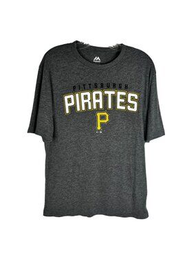 Majestic Pittsburgh Pirates Graphic Tshirt Mens Medium Gray Fanwear Baseball